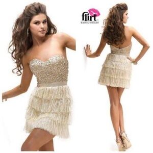 Flirt by Maggie Sottero - Gold and cream fringe